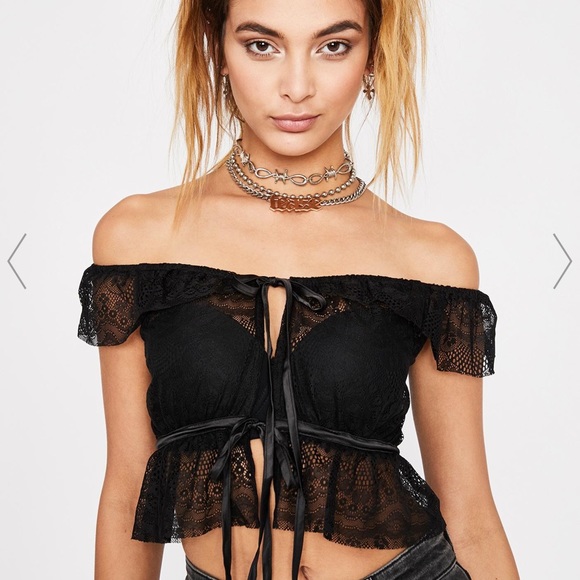 Flirting For Fun Crop top BLACK S - Picture 2 of 3